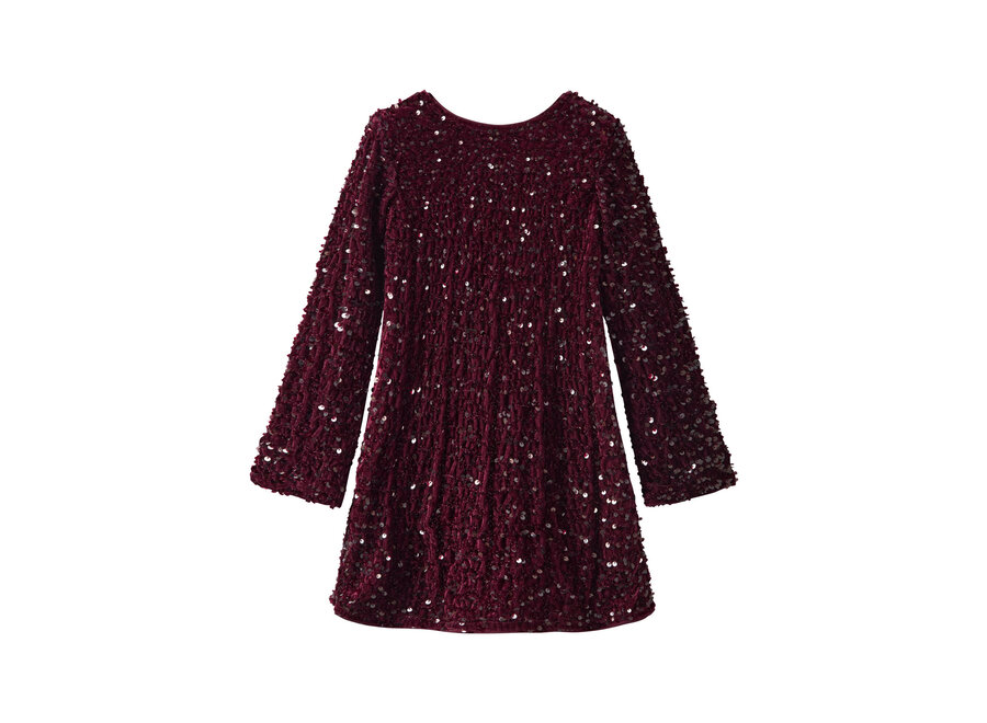 Jurk rusita glitter bow burgundy