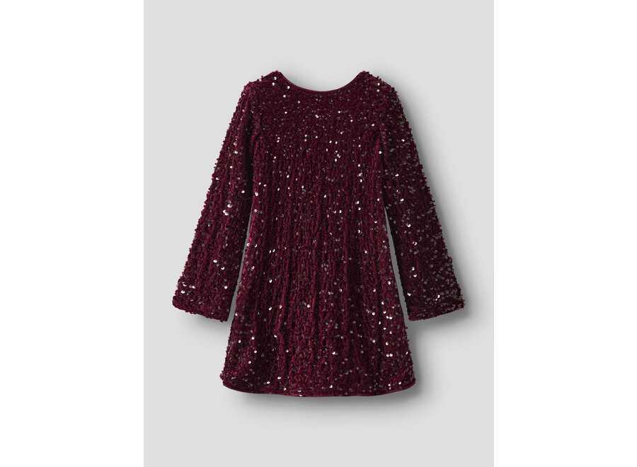 Jurk rusita glitter bow burgundy