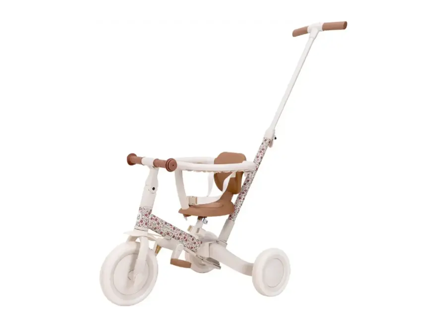 LD Driewieler met duwstang Sunny Flower off white