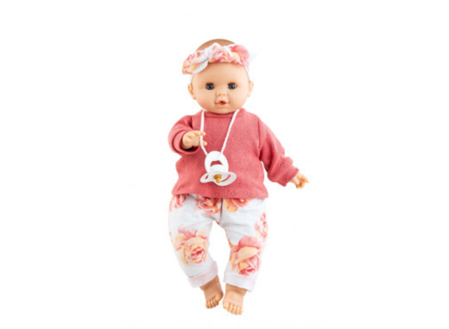 Pop Sonia (roze/bloemprint) met mechanisme (36 cm)