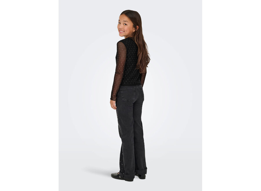 Top Jada life Rhinestone mesh - Black/silver