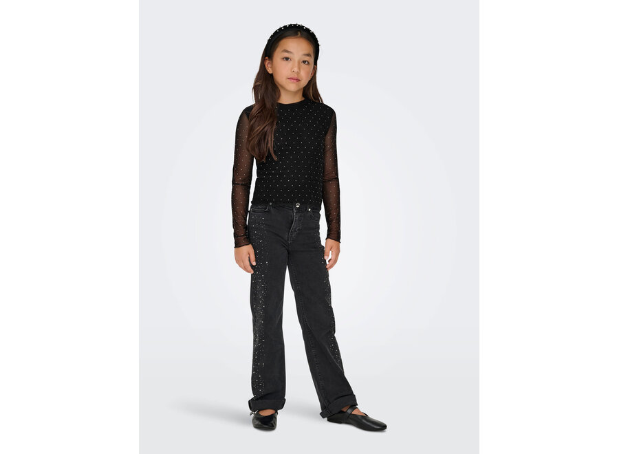 Top Jada life Rhinestone mesh - Black/silver