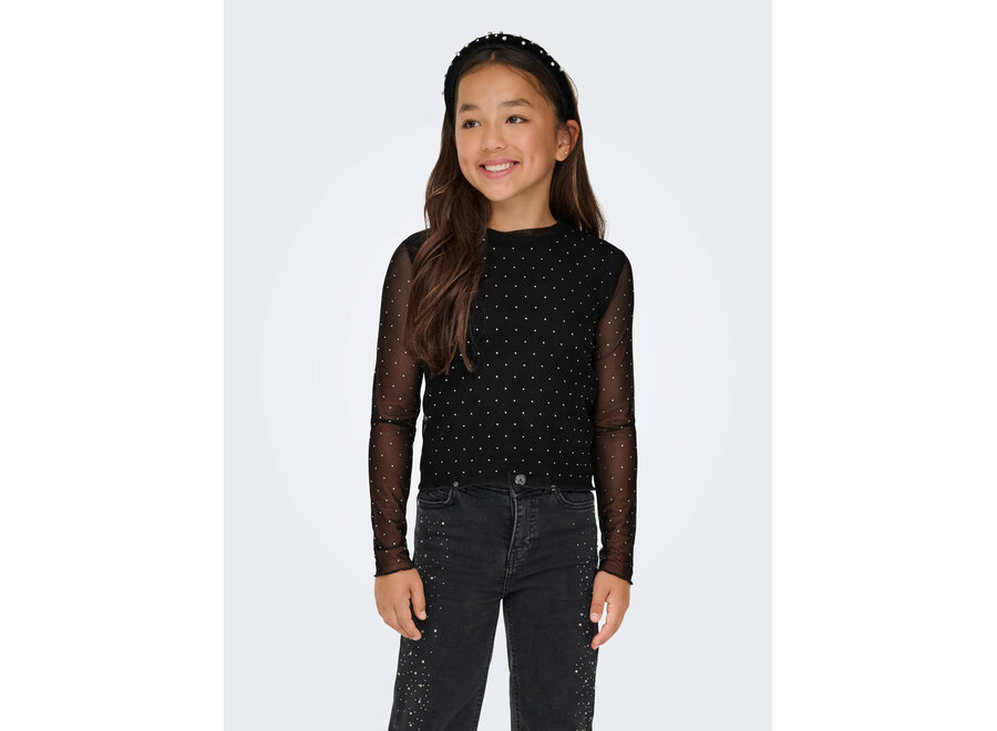 Top Jada life Rhinestone mesh - Black/silver