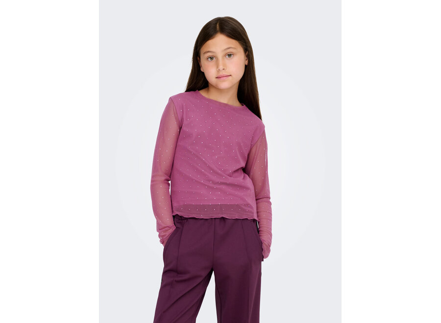 Top Jada life Rhinestone mesh - Rose wine