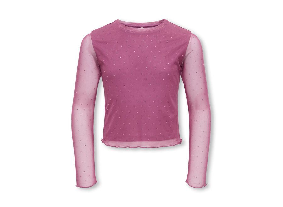 Top Jada life Rhinestone mesh - Rose wine