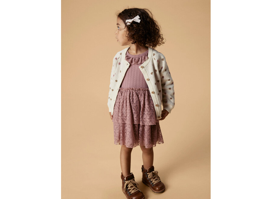Vest Saran knit heart - Turtledove/Sepia tint