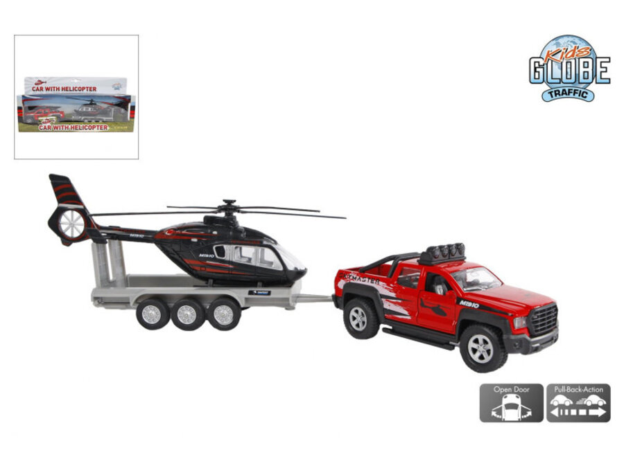 Terreinwagen met trailer en helikopter (35 cm)