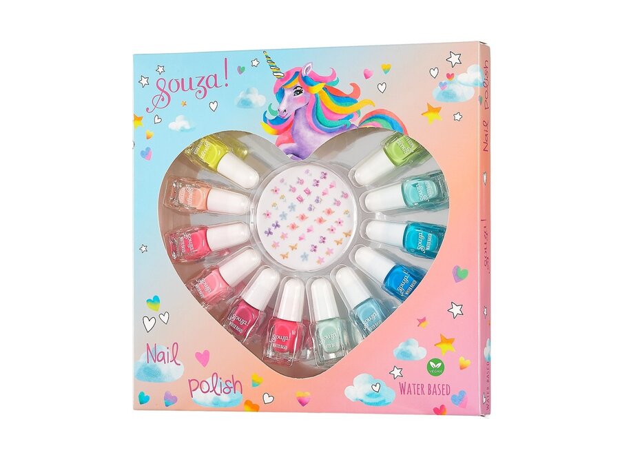 Nagellak cadeauset (1 set | 12 kleuren + nagel stickers)