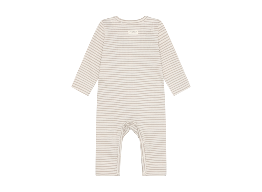 Boxpak Romper LS Rib Stripe Brown