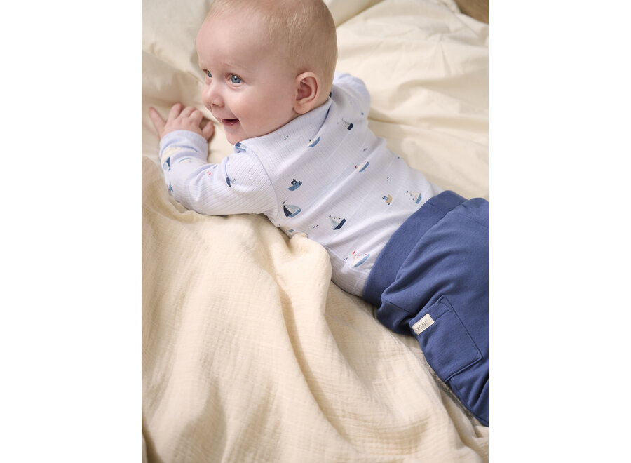 Romper LS Rib - Artic Ice zeilboot