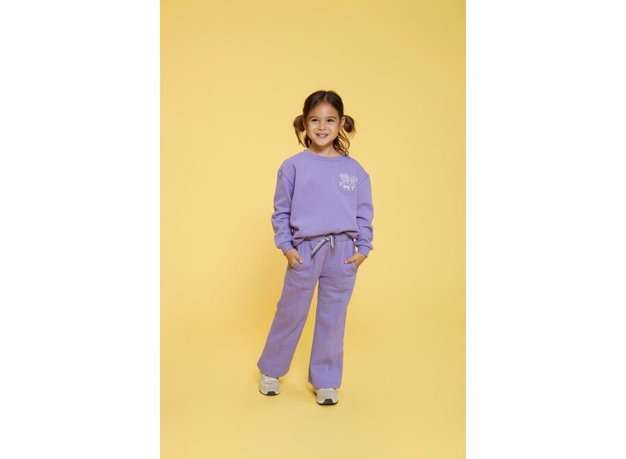 Sweater met backprint - Rolling into Spring - Paars