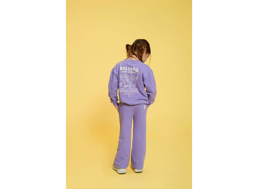 Sweater met backprint - Rolling into Spring - Paars
