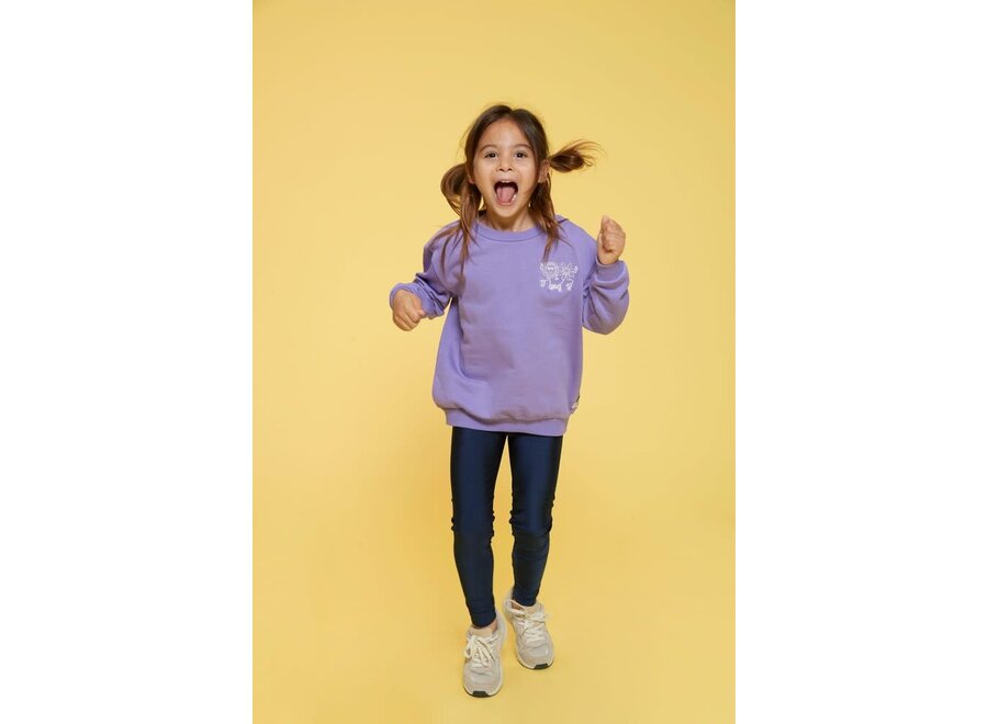 Sweater met backprint - Rolling into Spring - Paars