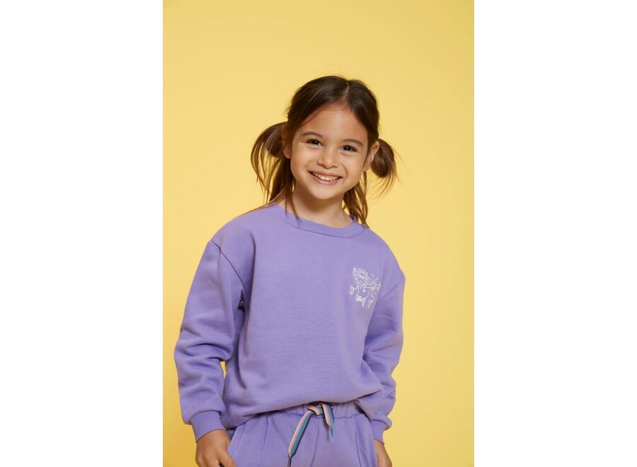 Sweater met backprint - Rolling into Spring - Paars