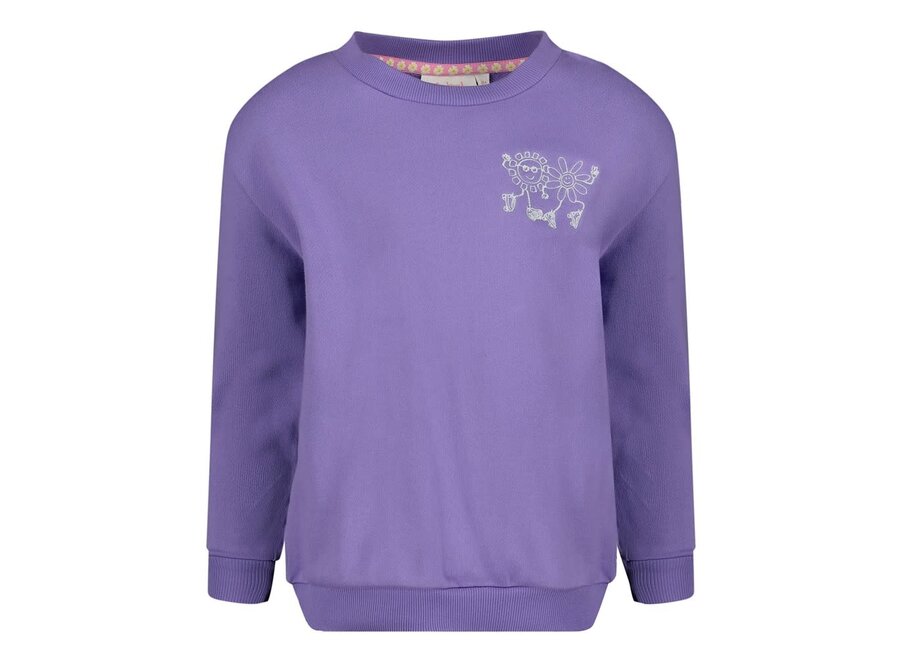 Sweater met backprint - Rolling into Spring - Paars