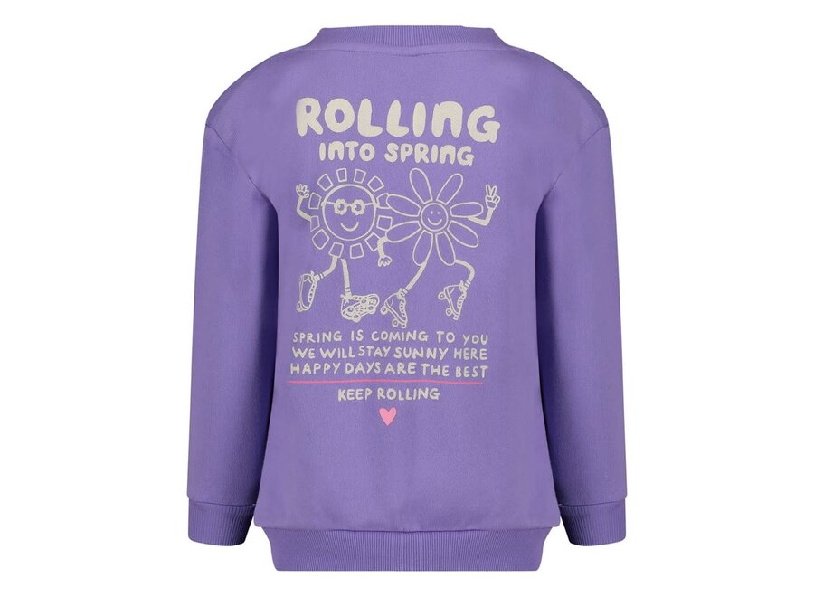 Sweater met backprint - Rolling into Spring - Paars