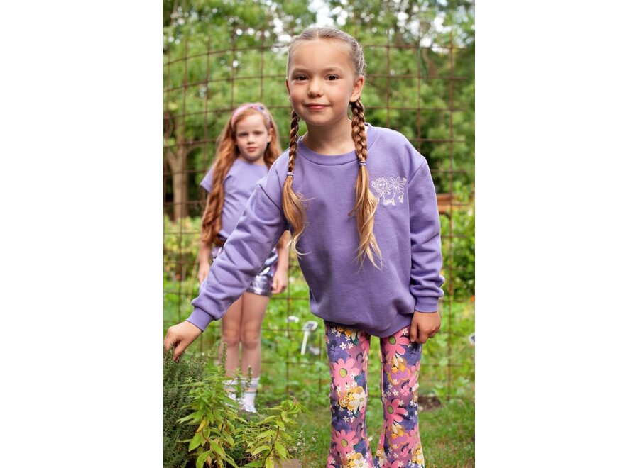 Sweater met backprint - Rolling into Spring - Paars