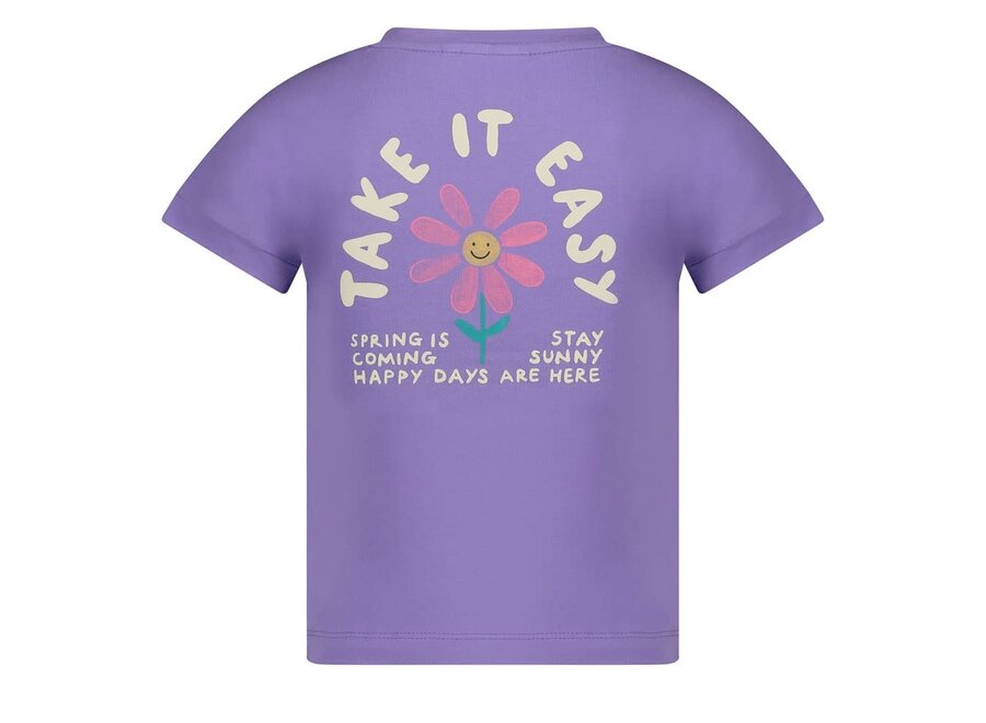 T-shirt met backprint - Rolling in to Spring - Paars