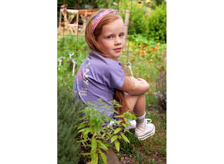 T-shirt met backprint - Rolling in to Spring - Paars