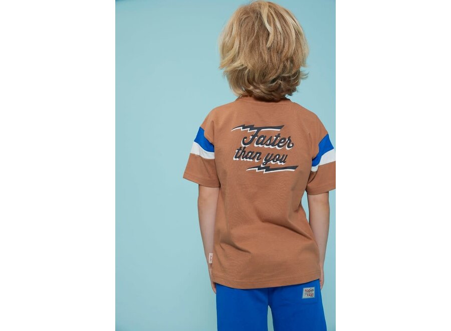 T-shirt oversized - Run the Day - Hazelnoot