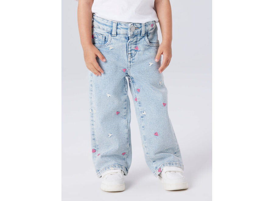 Jeans Rose Wide leg fit heart - Light Blue bleached denim (noos)