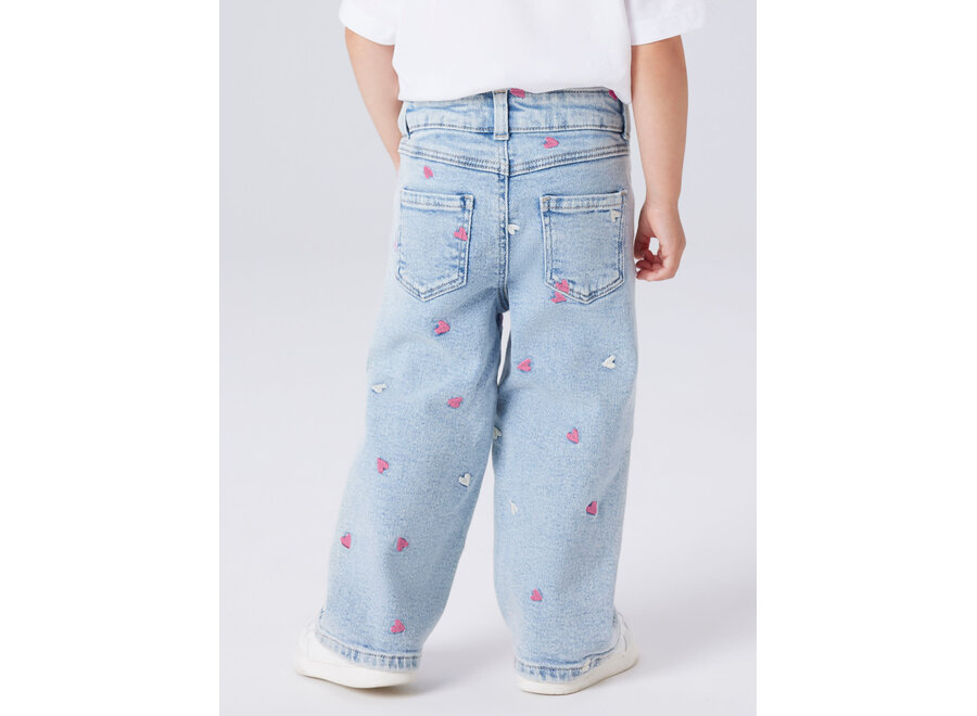 Jeans Rose Wide leg fit heart - Light Blue bleached denim (noos)