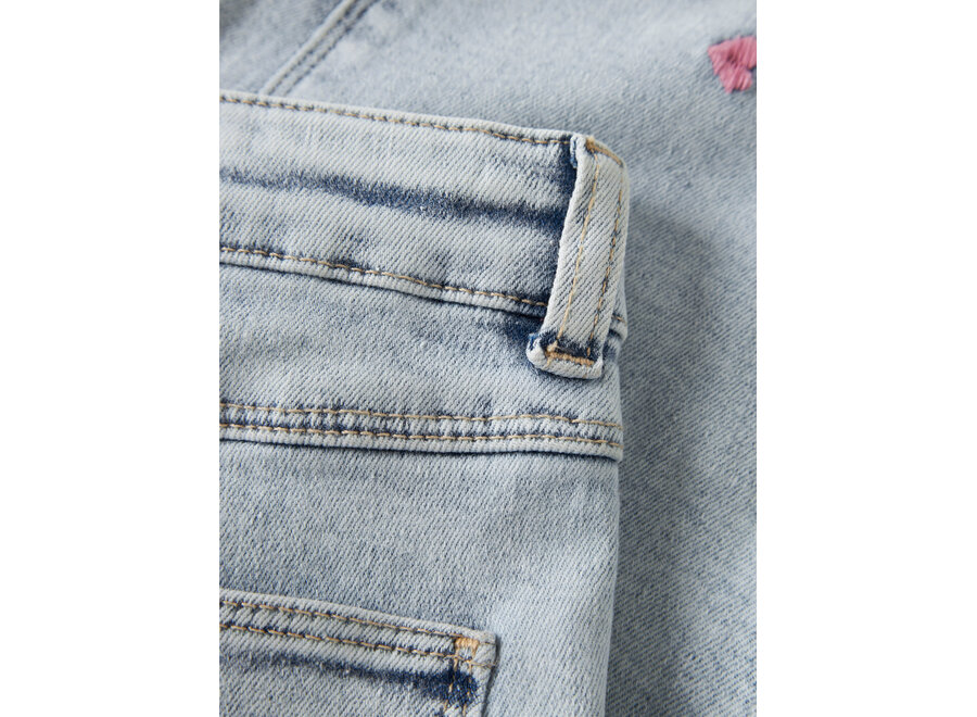 Jeans Rose Wide leg fit heart - Light Blue bleached denim (noos)