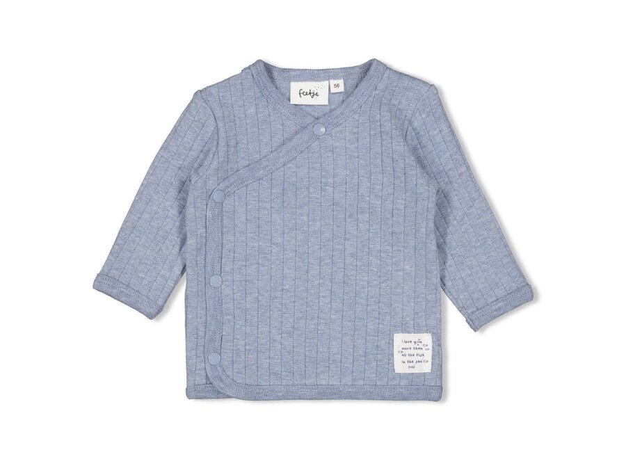 Overslagshirt rib - Blue Ocean - Blauw Melange