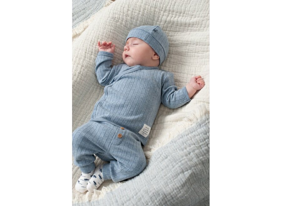 Overslagshirt rib - Blue Ocean - Blauw Melange