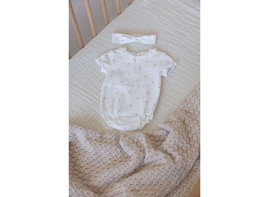 Romper crinkle AOP k/m - Delicate Flower - Offwhite