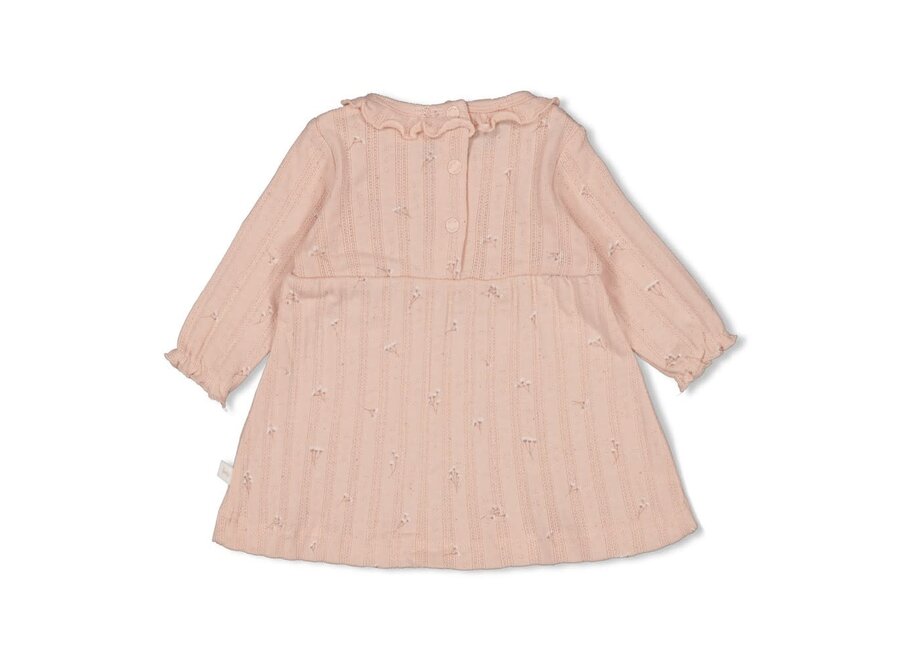 Jurk pointelle rib AOP - Delicate Flower - Lichtroze