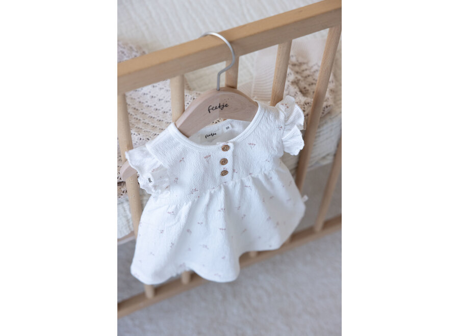Jurk crinkle AOP k/m - Delicate Flower - Offwhite