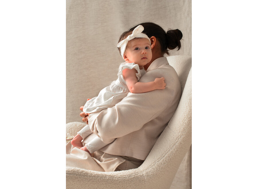 Jurk crinkle AOP k/m - Delicate Flower - Offwhite