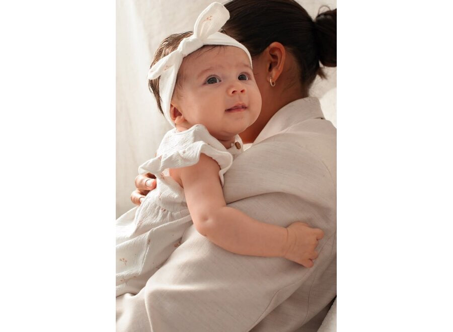 Jurk crinkle AOP k/m - Delicate Flower - Offwhite