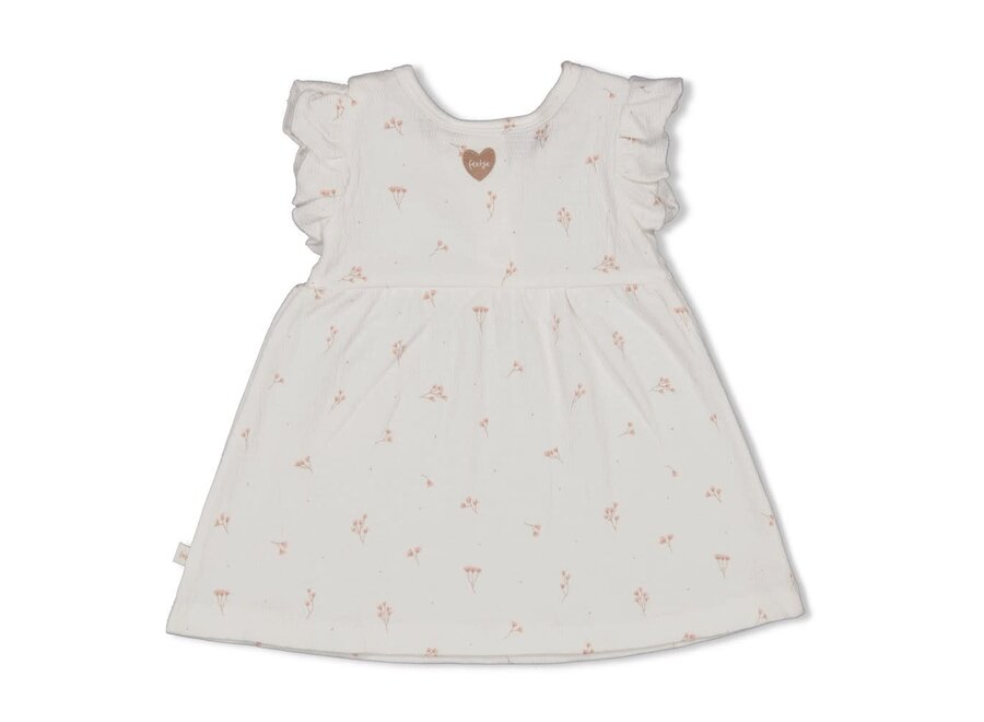 Jurk crinkle AOP k/m - Delicate Flower - Offwhite