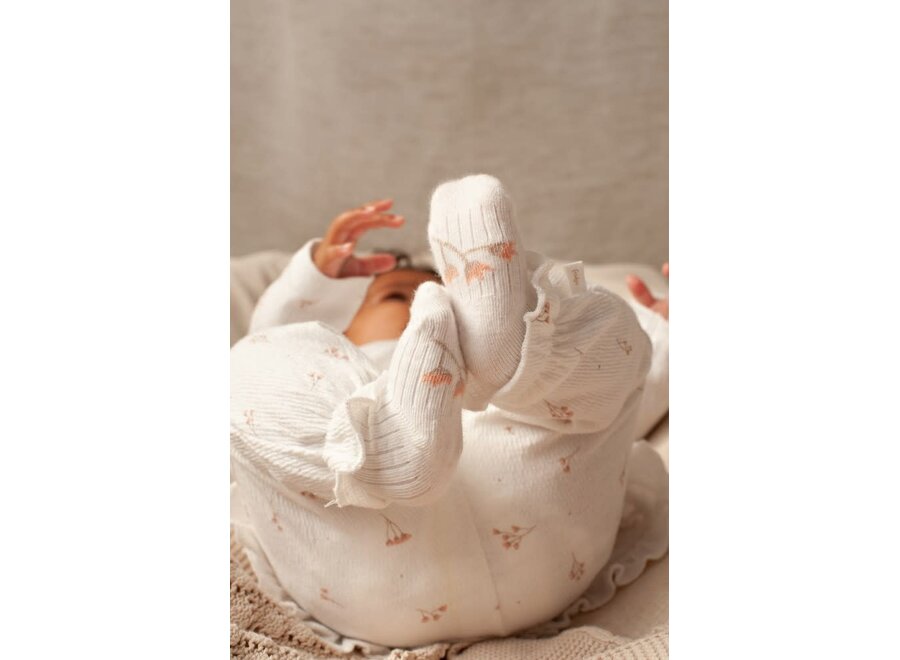 Longsleeve ruches crinkle AOP - Delicate Flower - Offwhite