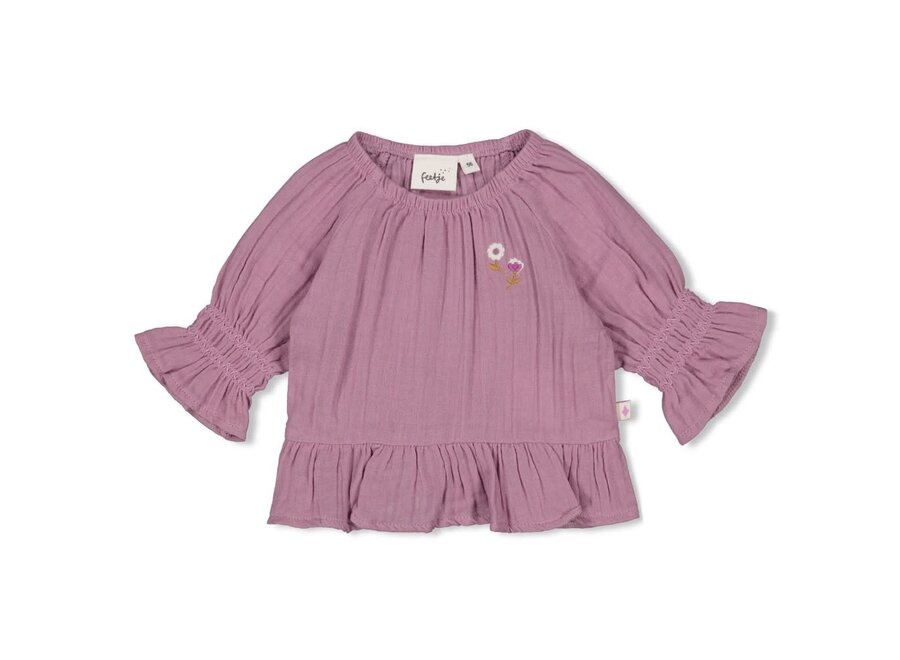 Longsleeve ruches mousseline - Flower Ranch - Violet