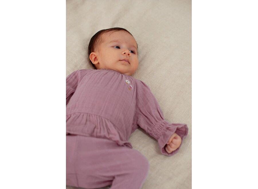 Longsleeve ruches mousseline - Flower Ranch - Violet