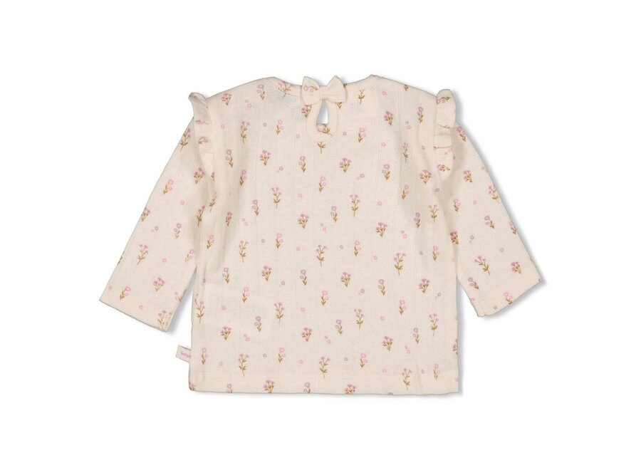 Longsleeve pointelle rib AOP - Flower Ranch - Offwhite