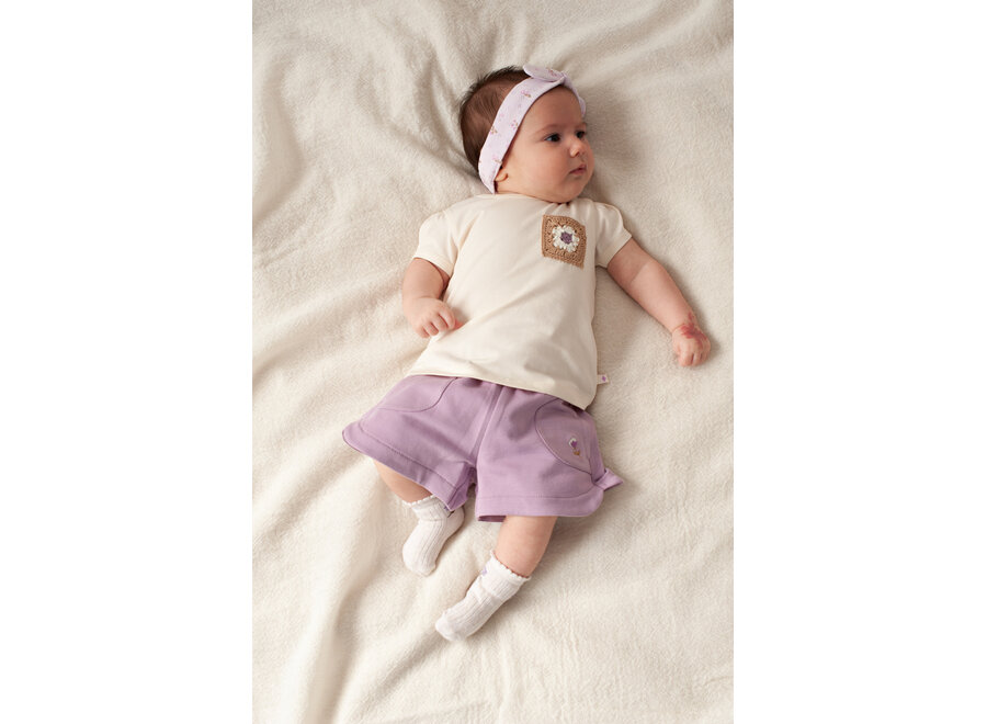 T-shirt met crochet zakje - Flower Ranch - Offwhite