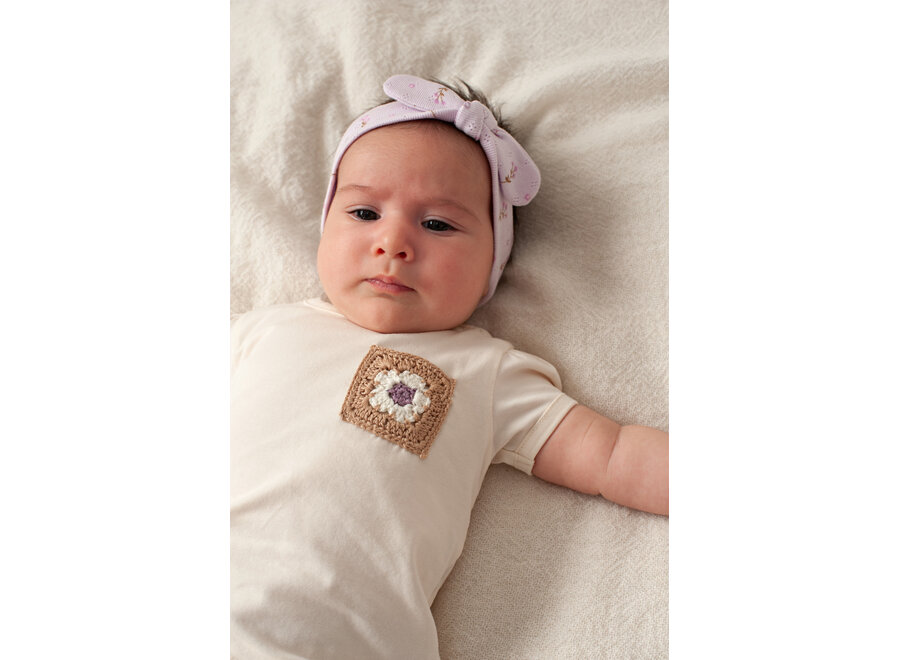 T-shirt met crochet zakje - Flower Ranch - Offwhite