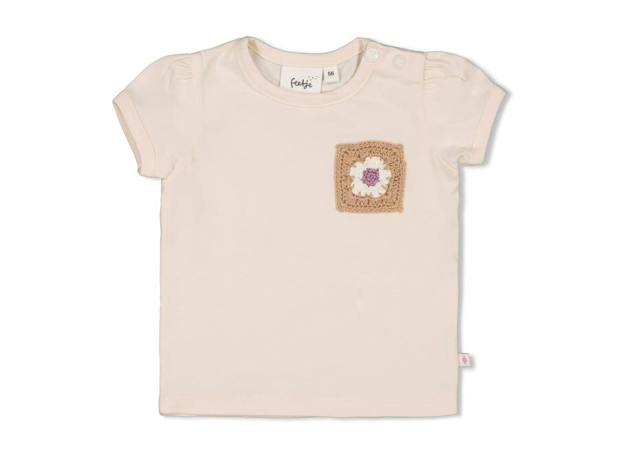 T-shirt met crochet zakje - Flower Ranch - Offwhite