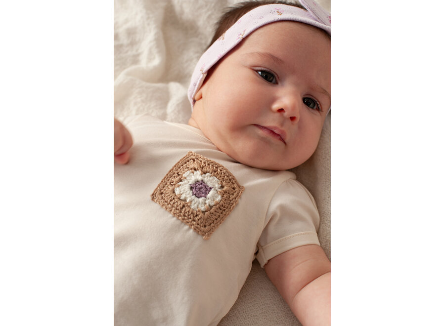 T-shirt met crochet zakje - Flower Ranch - Offwhite