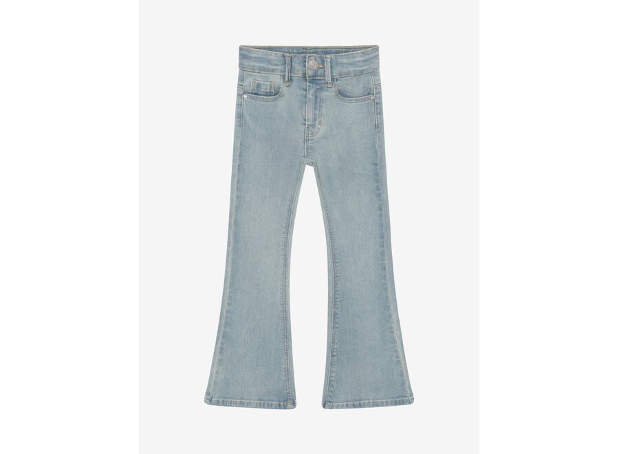 Denim Flared Fit Bow - Medium Blue denim