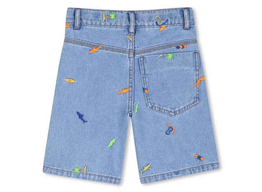 BERMUDA DENIM - Double Stone + Bleach