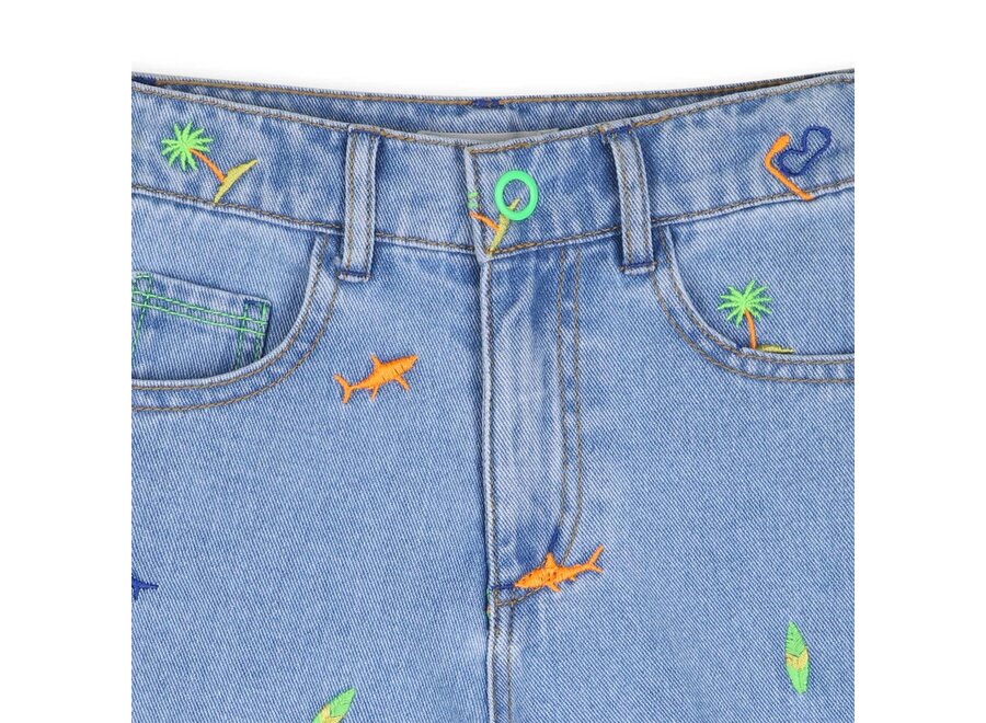 BERMUDA DENIM - Double Stone + Bleach