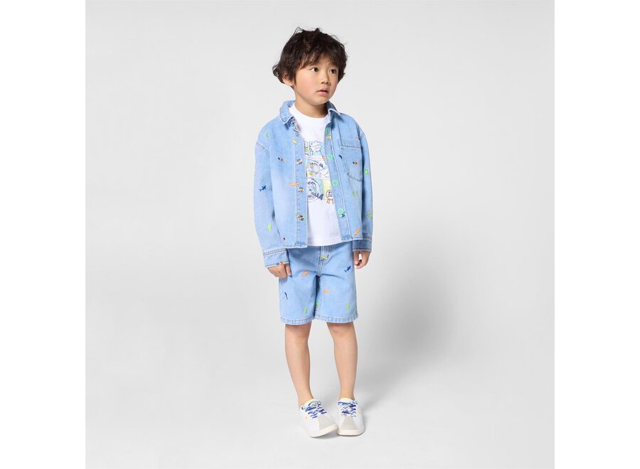 BERMUDA DENIM - Double Stone + Bleach