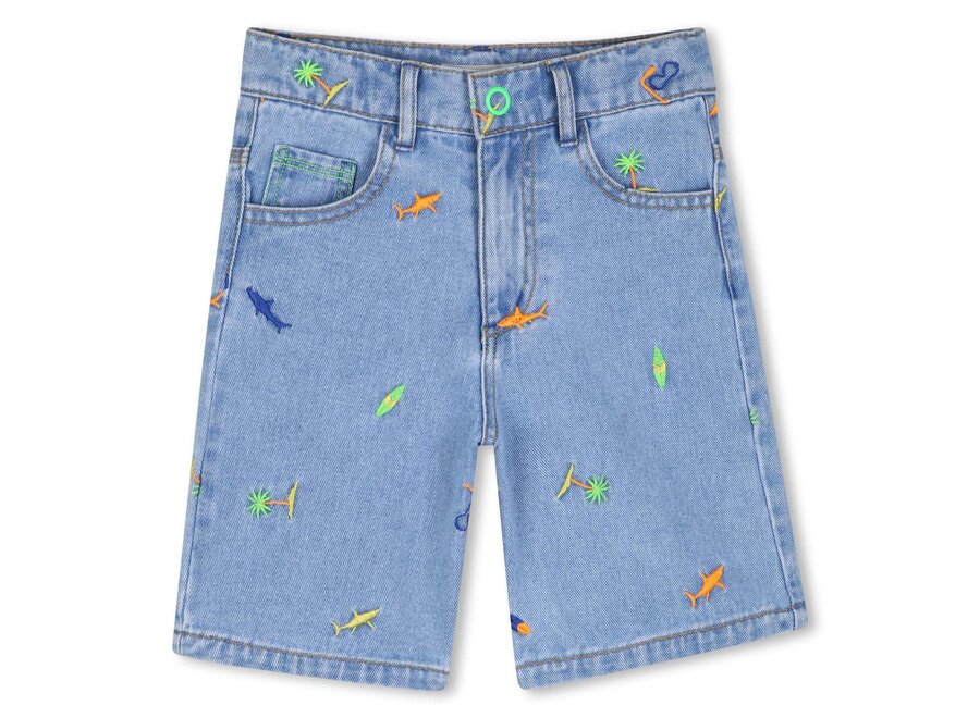 BERMUDA DENIM - Double Stone + Bleach