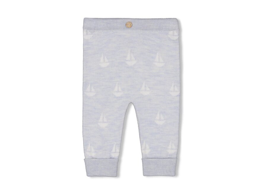 Broek gebreid AO - The Knits - Blauw Melange
