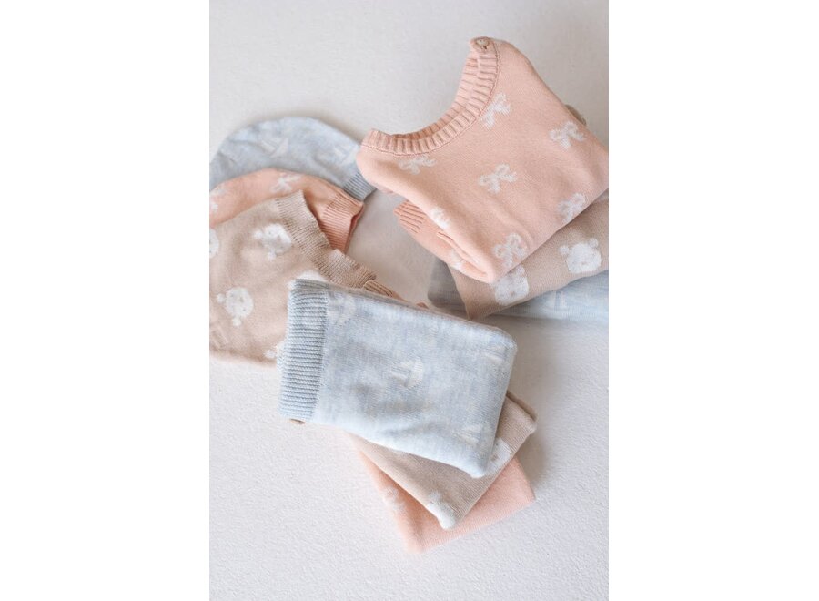 Broek gebreid AO - The Knits - Blauw Melange